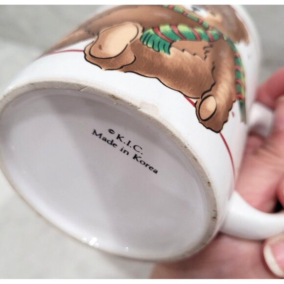 Vintage K.I.C. Teddy Bear Christmas Coffee Mug 10 FL oz Made in Korea - Picture 6 of 8